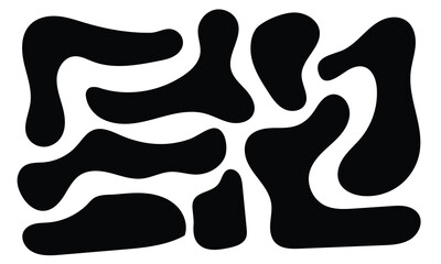 Blob shape organic, vector illustration set. Collection from abstract forms for design and paint. Liquid silhouette drop in modern style. Basic stains isolated elements on white background in eps 10.