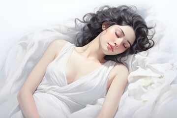 Naklejka premium The pose of sleeping soundly and peacefully on a white background.
