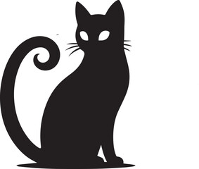 Cat silhouette with White background