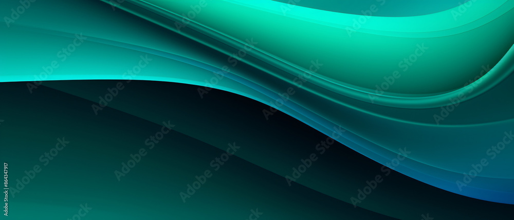 Poster Green, turquoise, and blue background with vector overlap layers, creating a vibrant and dynamic design