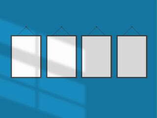 Mockup hanging on office wall, modern concrete company interior