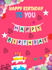 happy birthday card with balloons