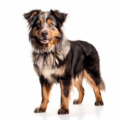 Fototapeta premium Karst shepherd dog breed standing against white background, AI Generated