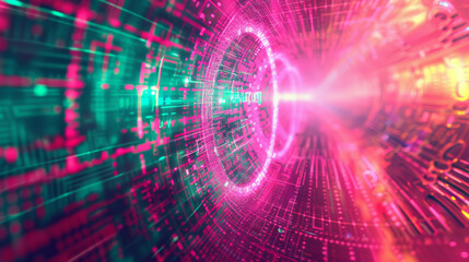 Fototapeta premium Neon Pink and Green Digital Art 