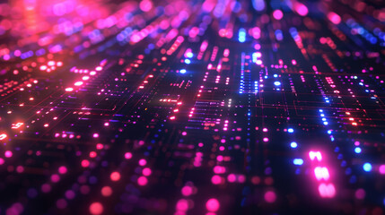 Fototapeta premium Futuristic Digital Patterns with Neon Accents 