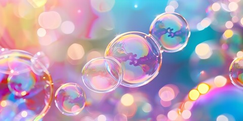 Realistic colorful soap bubbles with rainbow reflection on isolated background. Concept Soap Bubbles, Rainbow Reflection, Colorful, Realistic, Isolated Background