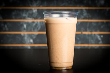 Cinnamon rice milk in a plastic cup