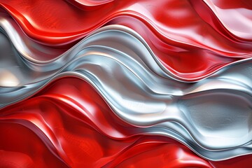 Silver red abstract wavy background created with Generative AI