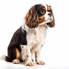 King charles spaniel dog breed standing against light background, AI Generated