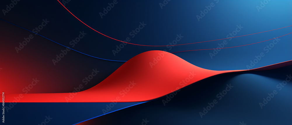 Poster Minimal geometric background with dynamic blue shapes, creating a modern and abstract design.