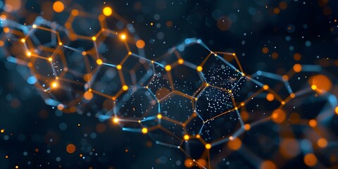 Visual Representation of Graphene Neural Network's Hexagonal Molecular Structure. Concept Hexagonal Structure, Graphene Material, Neural Network, Molecular Diagram, Visual Representation
