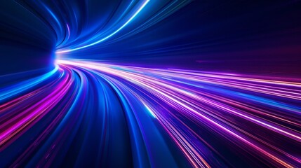 Abstract neon lights in motion, futuristic digital background