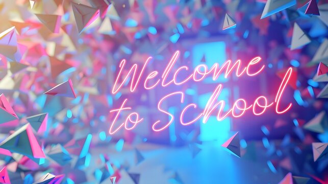 welcome template banner or board background decorated with the triangular colorful papers isolated on the border of the background with  abstract clouds touch on the background with cloud 