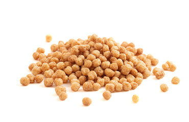 Mini Ball Shaped Cinnamon Toast Flavored Breakfast Cereal Isolated on a White Background