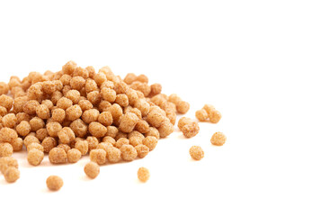 Mini Ball Shaped Cinnamon Toast Flavored Breakfast Cereal Isolated on a White Background