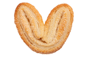 Sugar Sprinkled French Palmier Cookies Isolated on a White Background