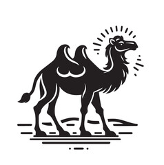 Fototapeta premium camel on a Black Silhouette Vector 
