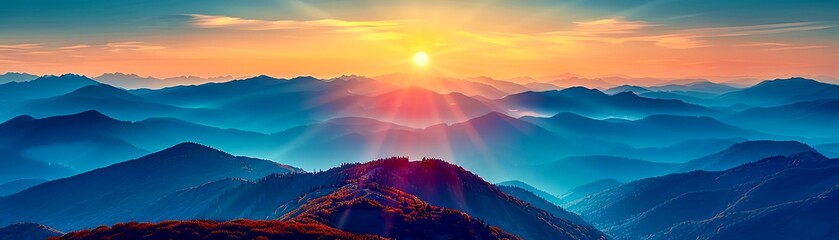 Sunrise Over Mountains The sun rising over mountain peaks