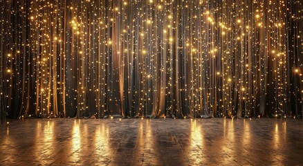 Obraz premium Golden Light Curtain With Sparkling Reflections