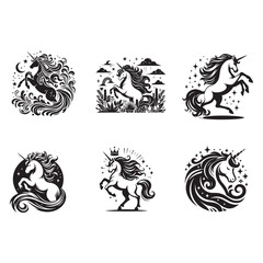 Unicorn silhouette vector illustration