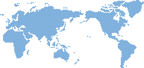 Circle shape world map on white background.