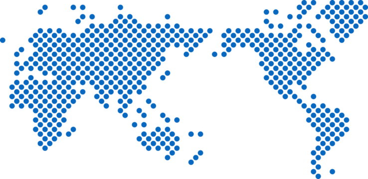Circle shape world map on white background.