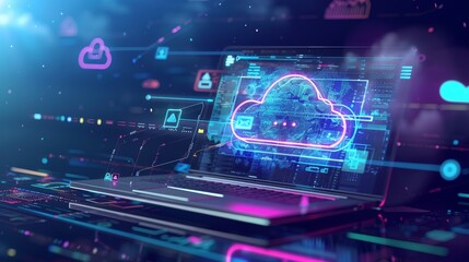 Obraz premium CuttingEdge Cloud Technology Data Transfer and Storage Concept