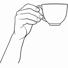 A Hand Holding Tea cup vector one line art illustration (6)