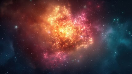 Naklejka premium Stunning explosion of cosmic colors in outer space nebula with bright and vibrant star formation