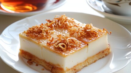 Creamy Dessert with Toasted Coconut Flakes.