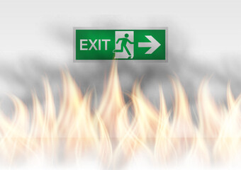 On Fire. Fire in Building or Office. Vector Illustration.