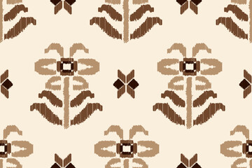 Traditional ethnic motifs ikat flora fabric pattern. Ikat embroidery Ethnic oriental background. Abstract, Texture, scarf, decoration, wallpaper.