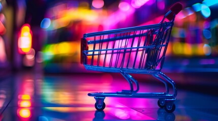 Shopping Cart in Neon Lights