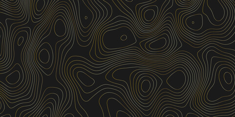 Abstract background wavy topographic line map. Contour geography map grid abstract backdrop. Seamless pattern and banner design. Vector illustration.