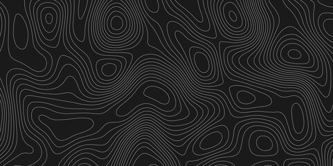 Abstract background wavy topographic line map. Contour geography map grid abstract backdrop. Seamless pattern and banner design. Vector illustration.
