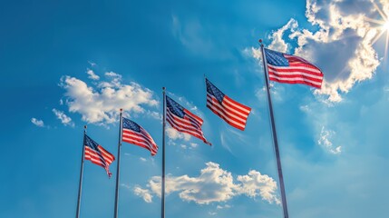 The American Flags Waving