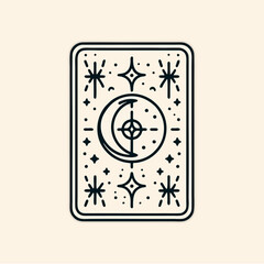 Simple Minimalist Geometric Line Art Tarot Card Design Collection