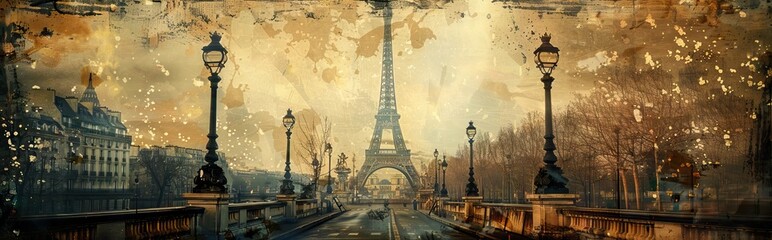 photo collage with an ancient city. Paper texture. AI generated illustration