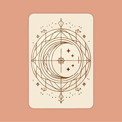Simple Minimalist Geometric Line Art Tarot Card Design Collection