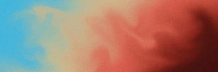 A colorful abstract painting with a blue and orange background. The painting has a lot of texture and he is a mix of different colors