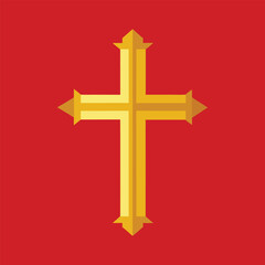 golden cross on red