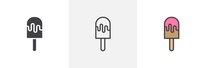 Popsicle icon symbol collection on white background.