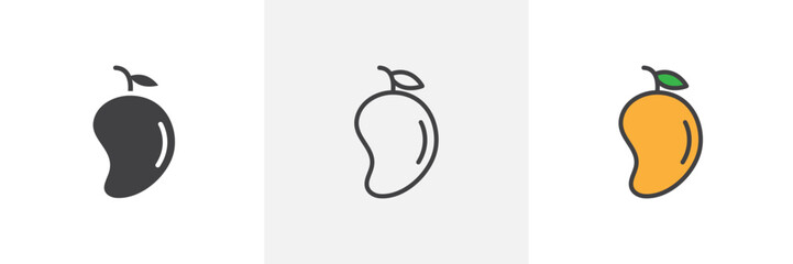 Mango icon symbol collection on white background.