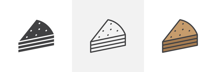 Cake-slice icon symbol collection on white background.