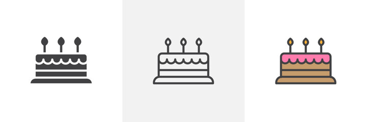 Cake icon symbol collection on white background.