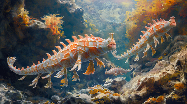 Evolution of Anomalocaris: Shows the evolutionary relationships between Anomalocaris and other Cambrian organisms, demonstrating its importance in the fossil record.