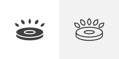 Fire burner icon symbol collection on white background.