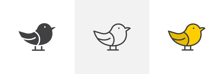 Bird icon symbol collection on white background.