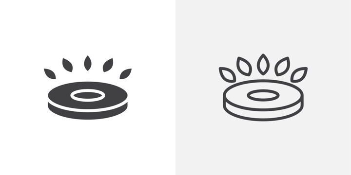 Fire burner icon symbol collection on white background.