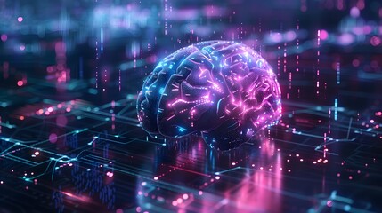 Obraz premium Abstract representation of an AI brain with neural network connections. Digital illustration of artificial intelligence and technology concept